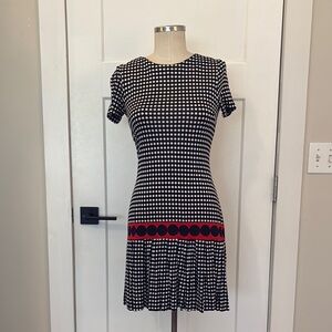 🔴 SOLD 🔴 Juicy Couture Chic Nautical Navy and White Polka Dot Drop Waist Dress